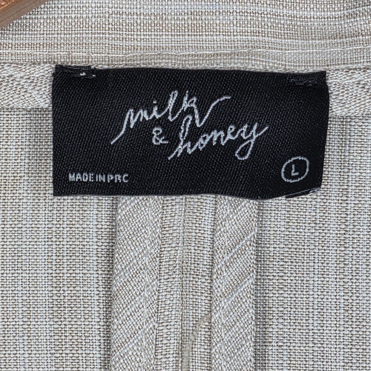 Milk & Honey Textured Rollsleeve Casual Blazer Cream Women’s Large — image 6 of 8